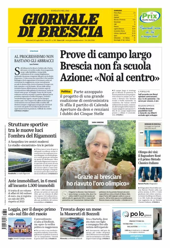 Prima-pagina-giornale di brescia-oggi-edizione-del-2024-07-24
